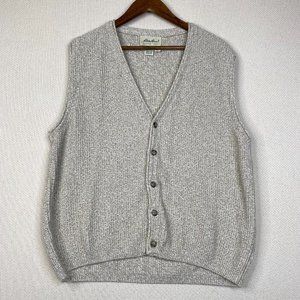 Eddie Bauer Vintage Mens Cotton Button Down Sweater Vest Size Large Gray